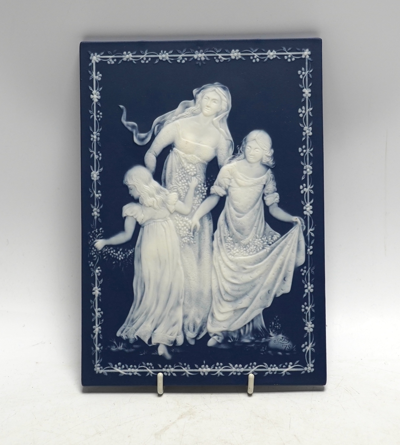 A Villeroy & Boch pate sur pate panel, indistinctly signed bottom right corner, 21x15cm
